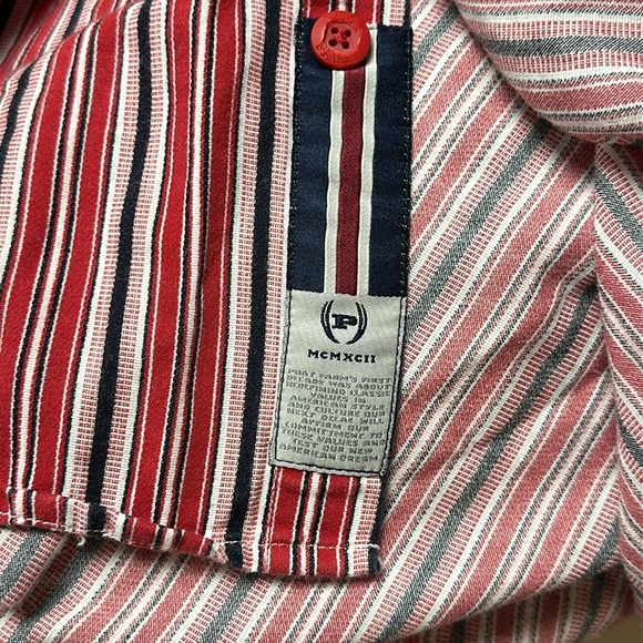 PHAT FARM VINTAGE 90s Y2K RED WHITE STRIPE LONG SLEEVE BUTTON DOWN SHIRT. 3XL - Picture 5 of 9